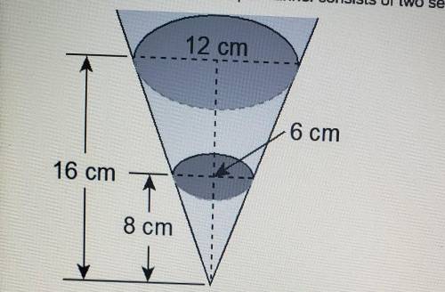 An expandable cone-shaped funnel consists of two sections as shown. ( Question A) What is the volume
