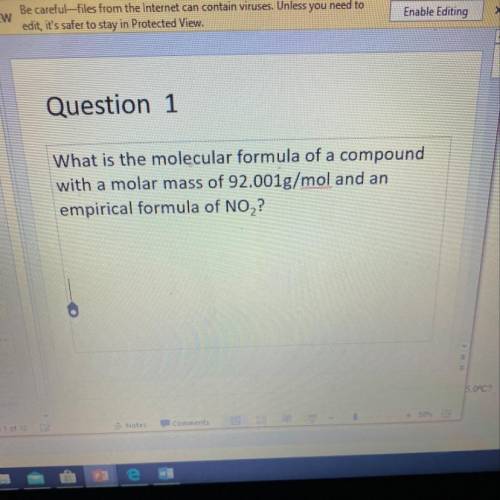 What is the molecular formula of a compound with a molar mass of 92.001 g/mol and an empirical formu