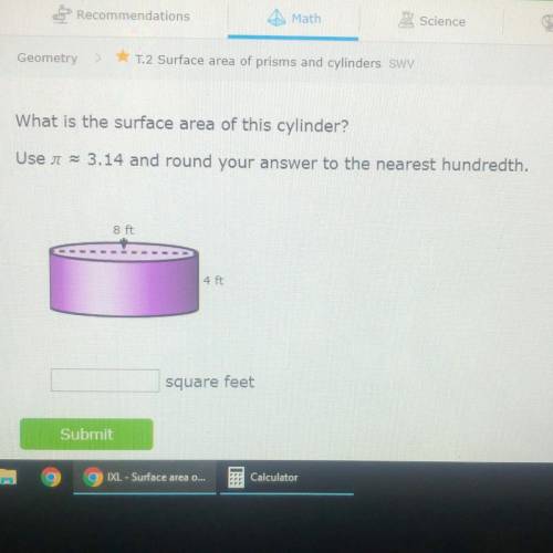 What is the surface area of this cylinder? Use u 3.14 and round your answer to the nearest hundredth