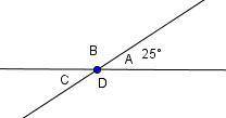 In the figure drawn below, two lines are intersecting each other. What is the measure, in degrees, o