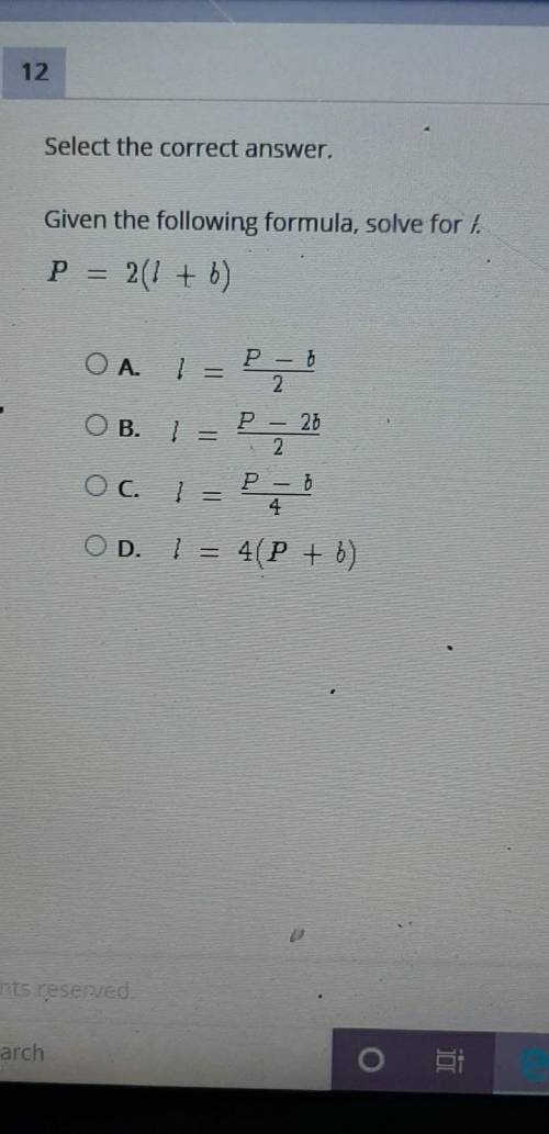 Given the following formula solve for i P= 2(i+b)