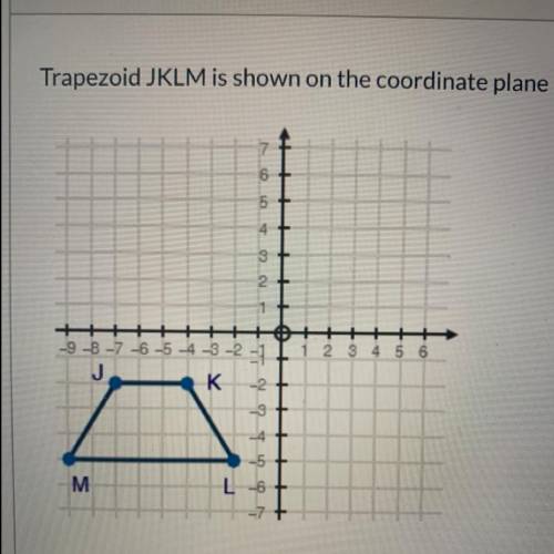 Trapezoid JKLM is shown on the coordinate plane below: 4 -6 56 J M If trapezoid JKLM is translated a