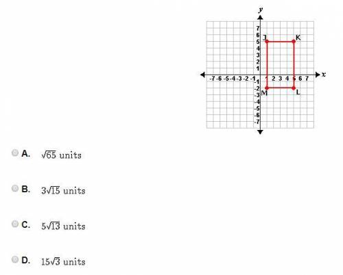 What is the length of the diagonal from vertex J to vertex L in the quadrilateral below?