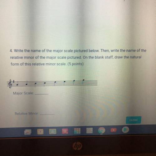 4. Write the name of the major scale pictured below. Then, write the name of the relative minor of t