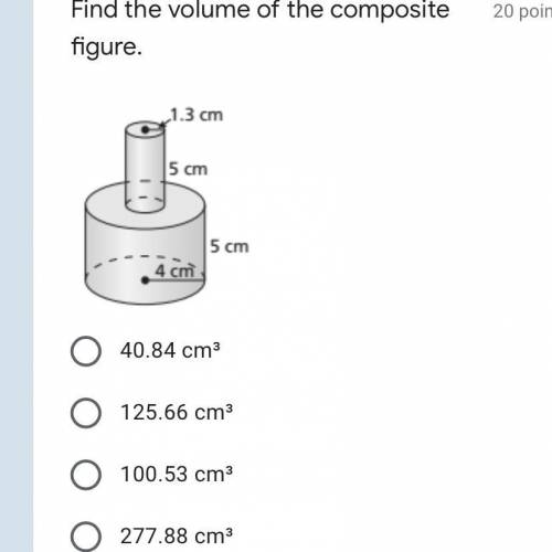 Find the volume of the composite figure. Please help