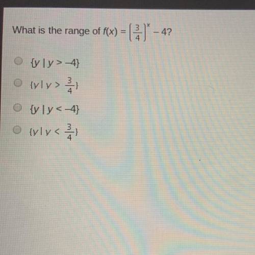 What is the range of f(x)=(3/4)x-4