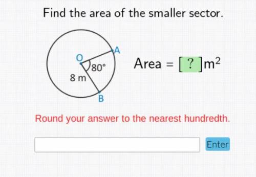 Find the area of the smaller sector. please help last question.
