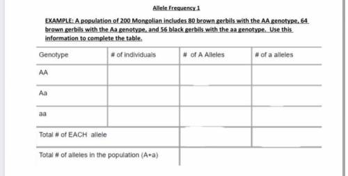 Can someone help me fill out this chart about alleles please?