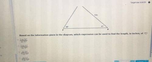 Which expression can be used to find the length, in inches, of segment PQ?