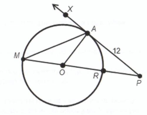 Ray PA is tangent to circle O at point A, PA= 12 units, and the measure of AR is 60°. Answer the fol