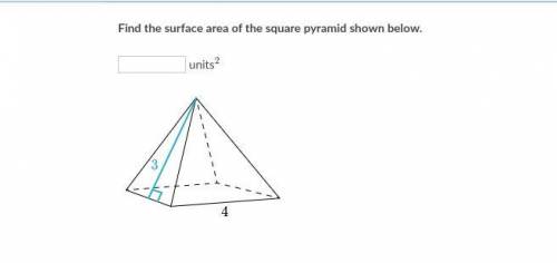 Find the surface of the square pyramid shown below