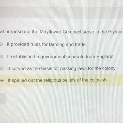 What purpose did the mayflower compact serve in Plymouth colony