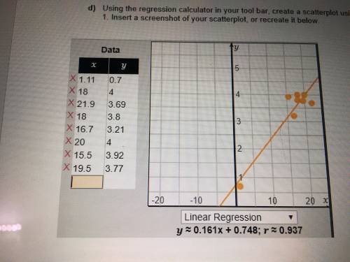 100 POINTS! G) does your residual plot show that the linear model from the regression calculator is