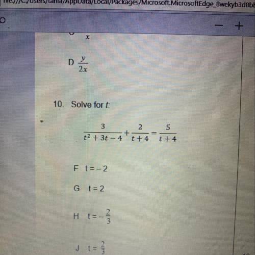 Solve for t :)))))))))))