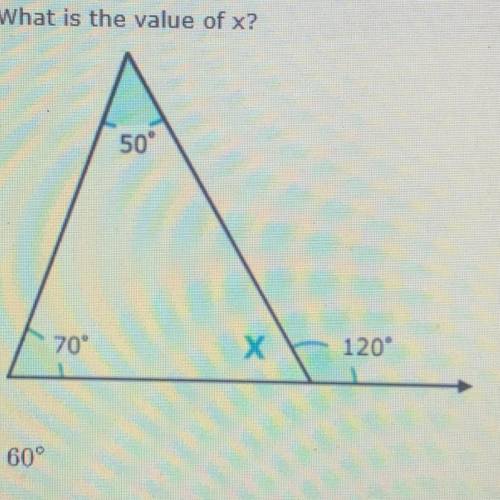 Pls help! will give brainlist! what is the value of x? a. 60 degrees b. 50 degrees c. 40 degrees d.