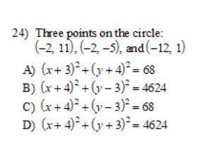 Use the information provided to write the equation of each circle. *photo attached