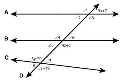 In the following diagram, A∥B 1.Use complete sentences to explain how the special angles created by