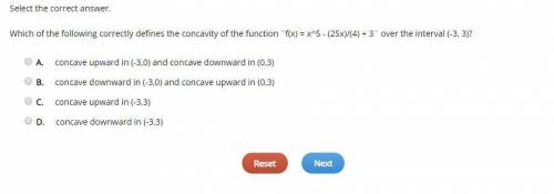 Which of the following correctly defines the concavity of the function `f(x) = x^5 - (25x)/(4) + 3`