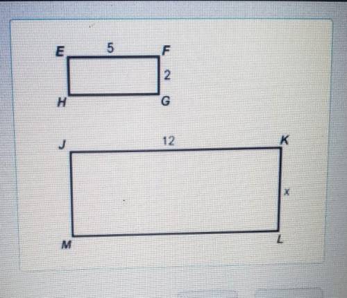 Rectangle EDGH is similar to rectangle JKLM. Which proportion can be used to find the value of x?A.