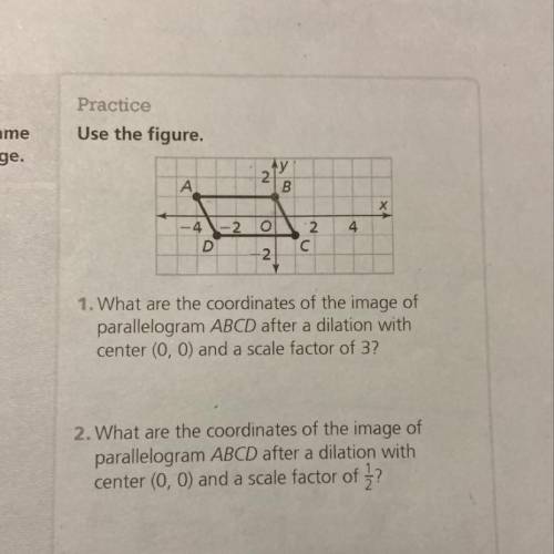 What are the coordinates of the imagen of parallelogram ABCD after a dilation with center (0,0( and