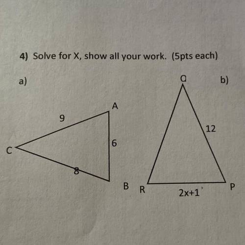 Solve for x and show me work please!! <3