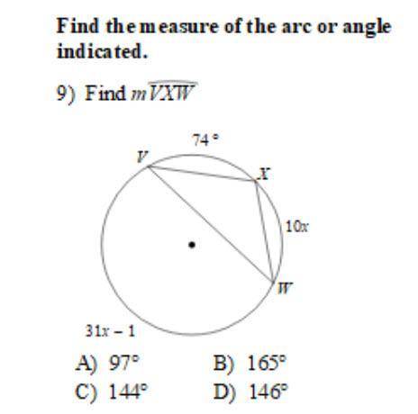 Find the measure of the arc or angle indicated. Assume that lines which appear tangent are tangent