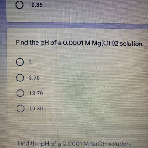 Find the pH of a 0.0001 M Mg(OH)2 solution.