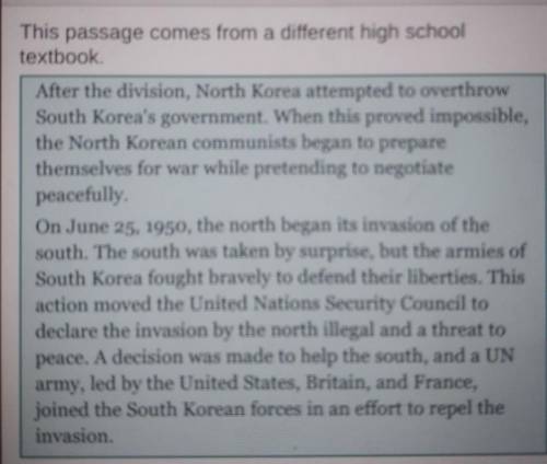 The passage states that the Korean War began after ____ attempted a takeover.The text blames ____ fo
