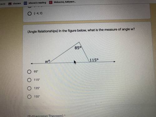 In the figure below, what is the measure of angle w?