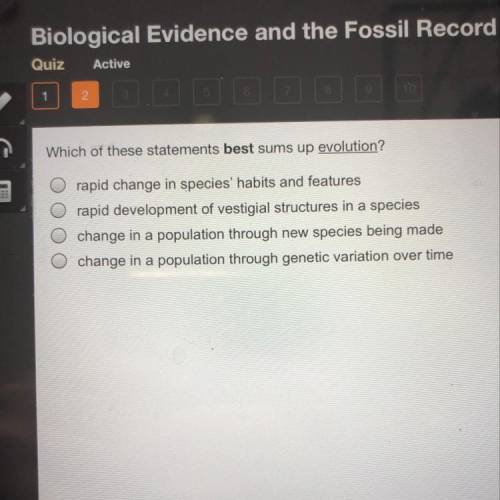 Which of these statements best sums up evolution