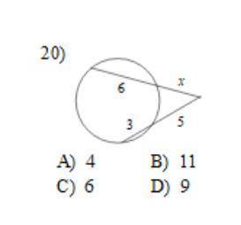 Solve for x. Assume that lines which appear tangent are tangent. photo attached