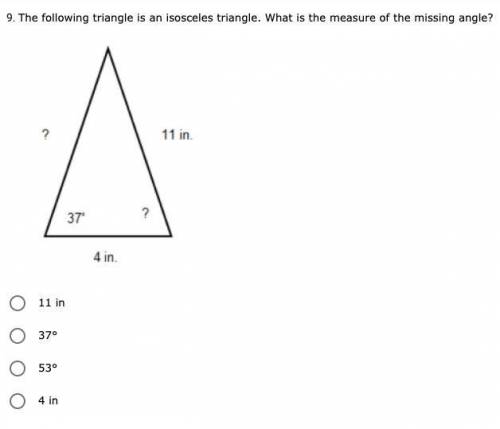 What is the measure of the missing angle?Please help!
