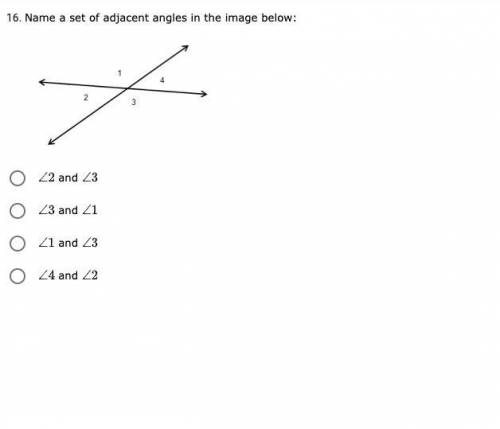 Name a set of adjacent angles in the image below