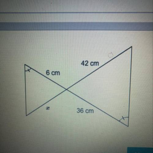 PLEASE HELP‼️ 42 cm What is the value of x? 6 cm Enter your answer in the box. 36 cm cm