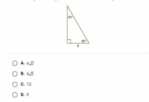 What si the length of the hypotenuse in the 30-60-90 triangle show below?
