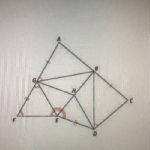 PLEASE HELP ASAP Use the diagram at the right. GAB is isosceles with vertex angle A and BCD is isosc