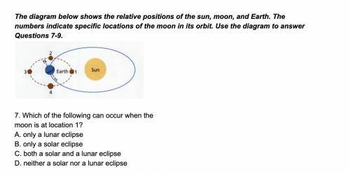 Which of the following can occur when the moon is at location 1?