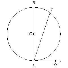 Please Help! AC is tangent to circle O at A. The diagram is not to scale If mBY = 52, what is mYAC