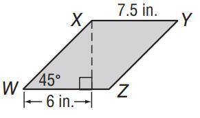 Find the area of parallelogram WXYZ. Round to the nearest tenth. 63.6 in2 81 in2 45 in2 27 in2