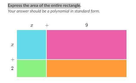 Express the area of the entire rectangle. Your answer should be a polynomial in standard form.