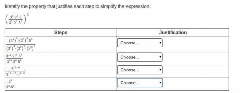 Identify the property that justifies each step to simplify the expression. Please help