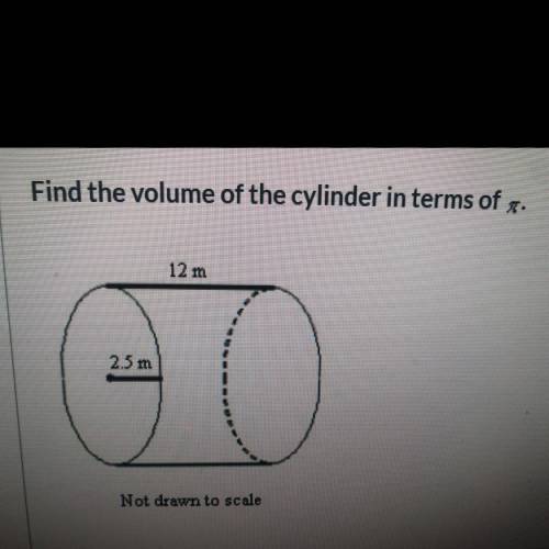 Find the volume of the cylinder in terms of pi