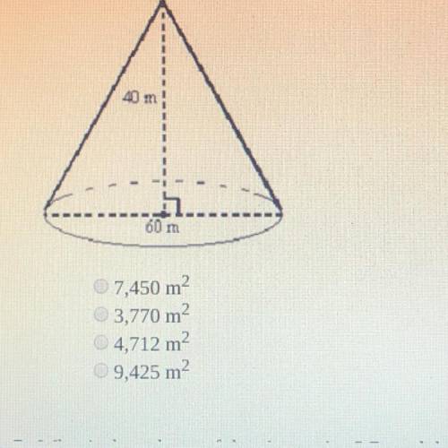 What is the lateral area of the cone to the nearest whole number the figure is not drawn to scale