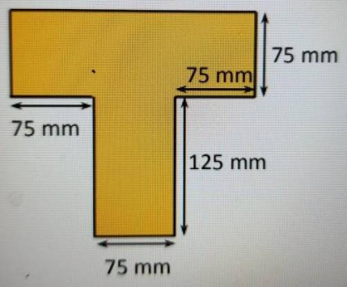 The figure below has to be covered with multi-colored cloth. What is the area of the cloth in sq mm