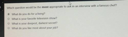 Which question would be the most appropriate to ask in an interview with a famous chef?• What do you