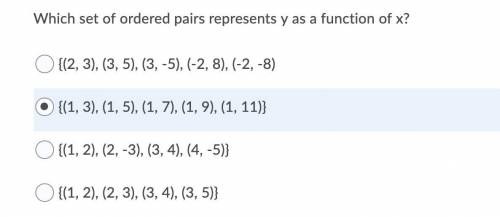 Which set of ordered pairs represents y as a function of x?