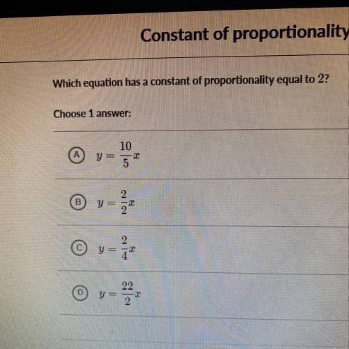 Which equation has a constant of proportionality equally to 2?