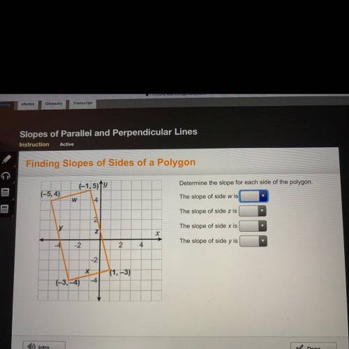 Determine the slope of each side of the polygon
