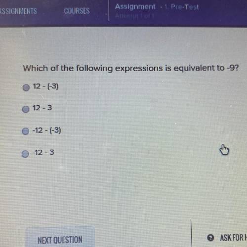 Which of the following expressions is equivalent to -9