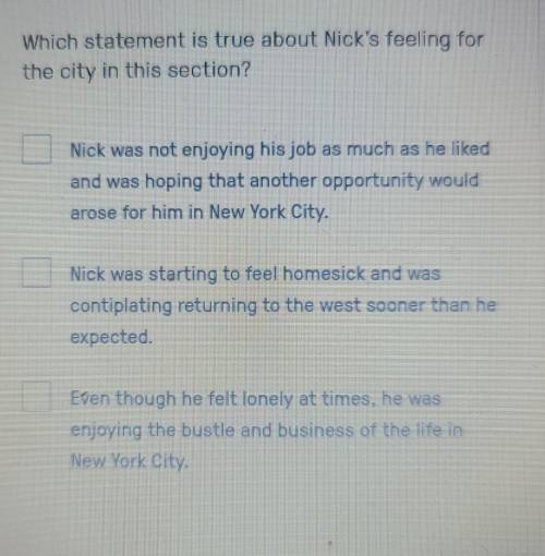 Which statement is true about Nick's feeling forthe city in this section?